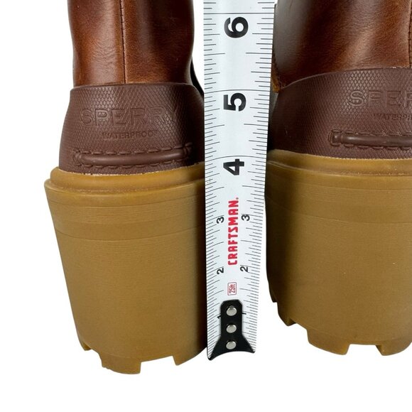 Sperry Pretty Tough Ankle Boots Brown Leather Block Heel Lace Up Platform Size 8 - Picture 8 of 15